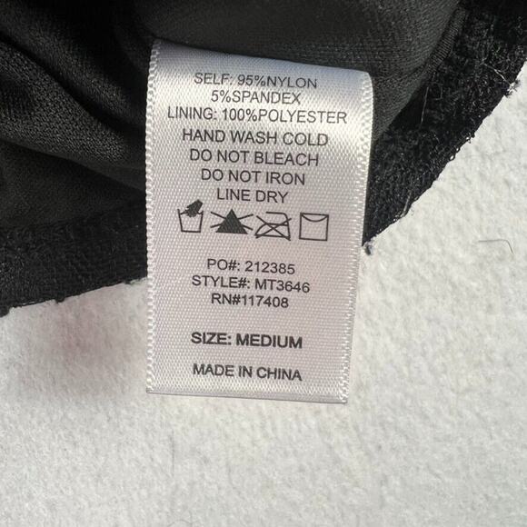 Chocolate USA Top Womens Medium Ruched Crop Sweetheart Neck Mesh Bell Sleeve - Picture 7 of 8